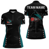 Maxcorners Azure Shark Holding Dart Arrow Darts Shirt For Men - Custom Dart Player Jersey MT2306