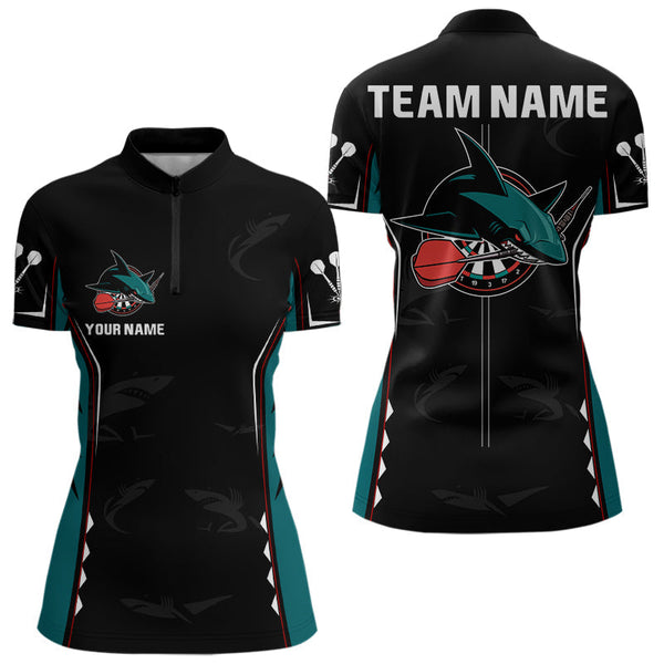 Maxcorners Azure Shark Holding Dart Arrow Darts Shirt For Men - Custom Dart Player Jersey MT2306