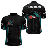 Maxcorners Azure Shark Holding Dart Arrow Darts Shirt For Men - Custom Dart Player Jersey MT2306