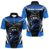 Maxcorners Azure Cobra & Dartboard Men's Darts Polo Shirt - Custom Name For Darts Jersey LM1307
