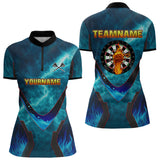 Maxcorners Lightning Turquoise Flame Hand & Darts Men's Darts Shirt - Custom Name For Players MT2306