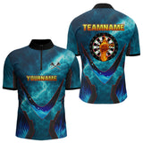 Maxcorners Lightning Turquoise Flame Hand & Darts Men's Darts Shirt - Custom Name For Players MT2306