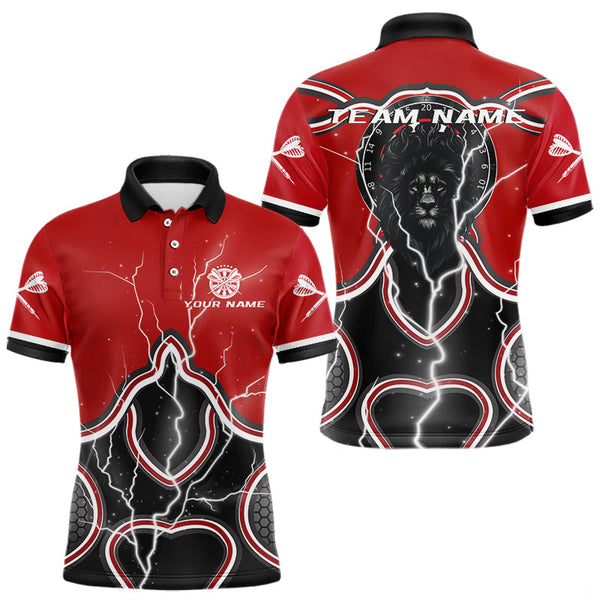 Maxcorners Lightning Dark Lion Dartboard Red Darts Shirt For Men - Custom Name For Players MT2306