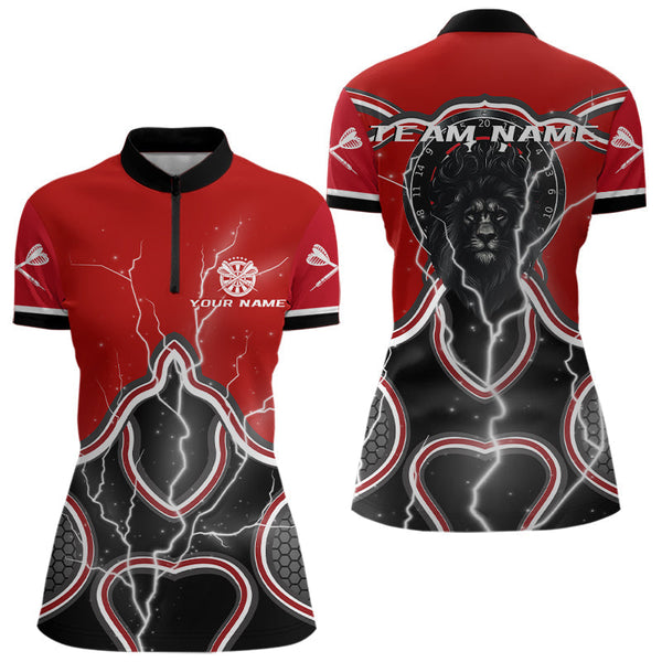 Maxcorners Lightning Dark Lion Dartboard Red Darts Shirt For Men - Custom Name For Players MT2306