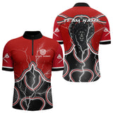 Maxcorners Lightning Dark Lion Dartboard Red Darts Shirt For Men - Custom Name For Players MT2306