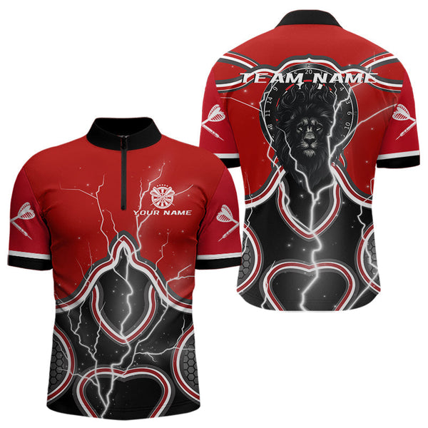 Maxcorners Lightning Dark Lion Dartboard Red Darts Shirt For Men - Custom Name For Players MT2306