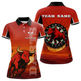 Maxcorners Red Rampage Bull & Cracked Dartboard Men's Darts Shirt - Custom Name For Players MT2306