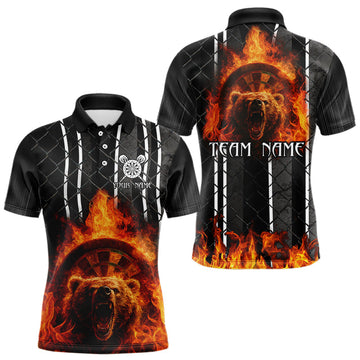 Maxcorners Bear & Flame Dartboard Custom Darts Polo Shirt For Men - Darts Team Jersey LM1203