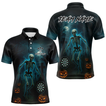 Maxcorners Personalized Halloween Darts Shirt For Men Custom Polo & 1/4-Zip Halloween Darts Jersey LM1903