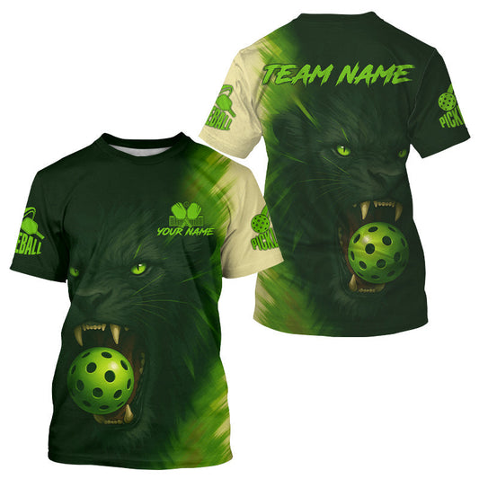 Maxcorners Custom Green Lion Grunge Pickleball Ball T-Shirt For Men Pickleball Tournament Outfits MT1309