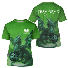 Maxcorners Custom Green Dragons Christmas Pickleball T-Shirt For Men Outfits Xmas Pickleball Jersey LM1501