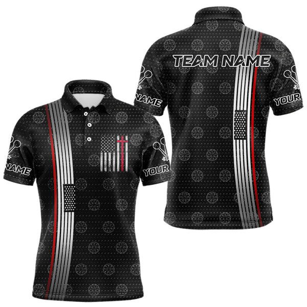 Maxcorners Custom Patriotic Faith Cross Dart Polo Shirts For Men, US Dart Team Jerseys MT707