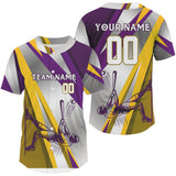 Maxcorners Personalized Purple-Yellow Baseball Jersey Men Plays Baseball, Youth Baseball Shirt LM2608