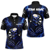 Maxcorners Thunder Lightning Skeleton Dartboard Blue Darts Shirt For Men - Custom Name & Team LM3006