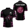 Maxcorners Lightning Pink Ribbons Dartboard Darts Shirt For Men - Custom Name & Team Jersey LM3006