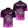 Maxcorners Personalized Pink Flame Dartboard Custom Dart Polo Shirts For Men, Dart Team Jerseys LM2007