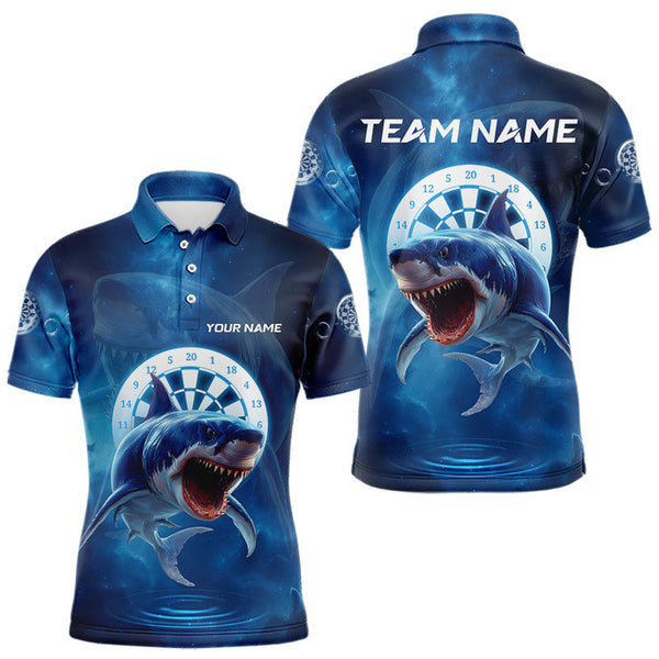 Maxcorners Personalized Fishing Shark & Dartboard Custom Dart Polo Shirts For Men, Dart Jerseys LM2007