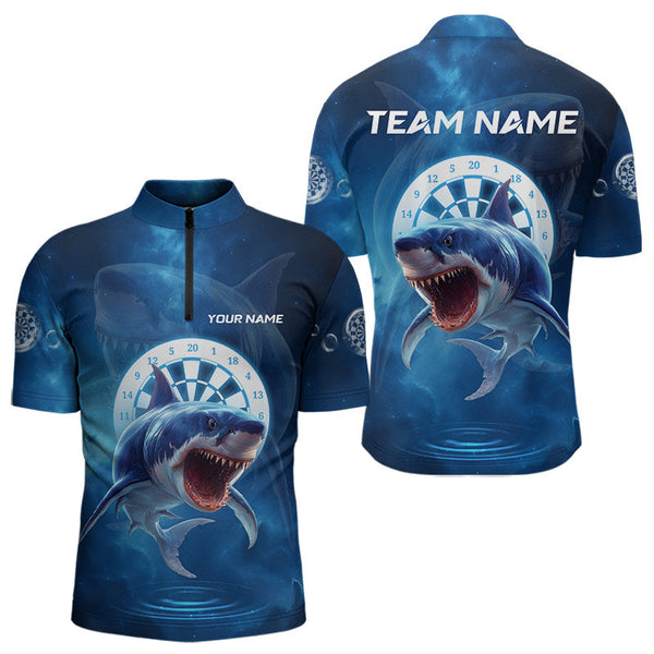 Maxcorners Personalized Fishing Shark & Dartboard Custom Dart Polo Shirts For Men, Dart Jerseys LM2007