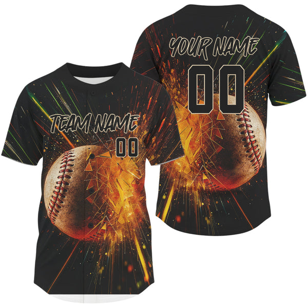 Maxcorners Custom Men Baseball Jersey Personalized Breaking Glass Baseball, Youth Baseball Jerseys LM2608