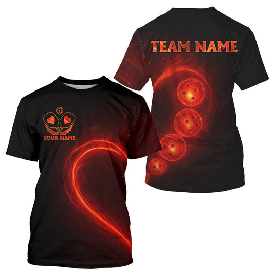 Maxcorners Custom Couple Pickleball Men's Pickleball T-Shirt Flame Pickleball Jersey For Lovers LM2608
