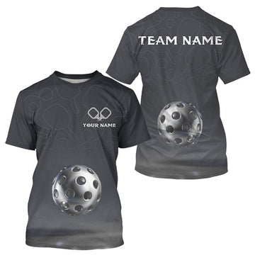 Maxcorners Custom Holographic Pickleball T-Shirt For Men Personalized Silver Pickleball Jersey LM2608