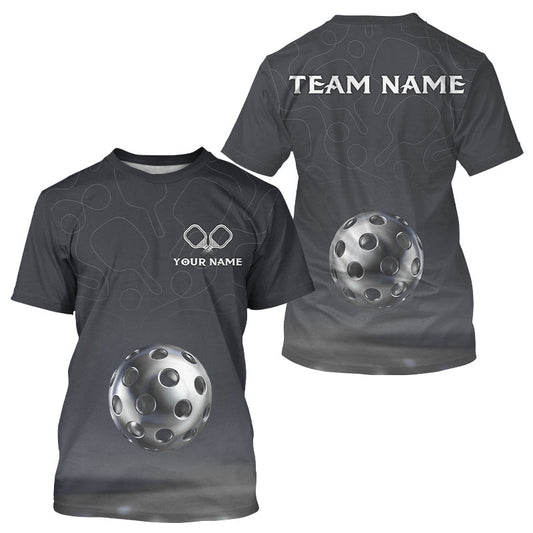 Maxcorners Custom Holographic Pickleball T-Shirt For Men Personalized Silver Pickleball Jersey LM2608