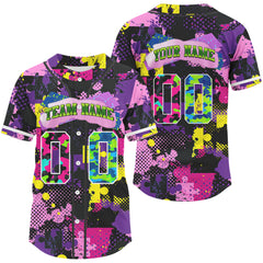 Maxcorners 90s Retro Baseball Jersey For Men Custom HipHop Button Down Shirt For Party LM2608