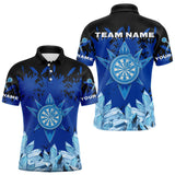 Maxcorners Funny Ice Pattern & Blue Dartboard Darts Team Shirt For Men - Customizable NameMT0306