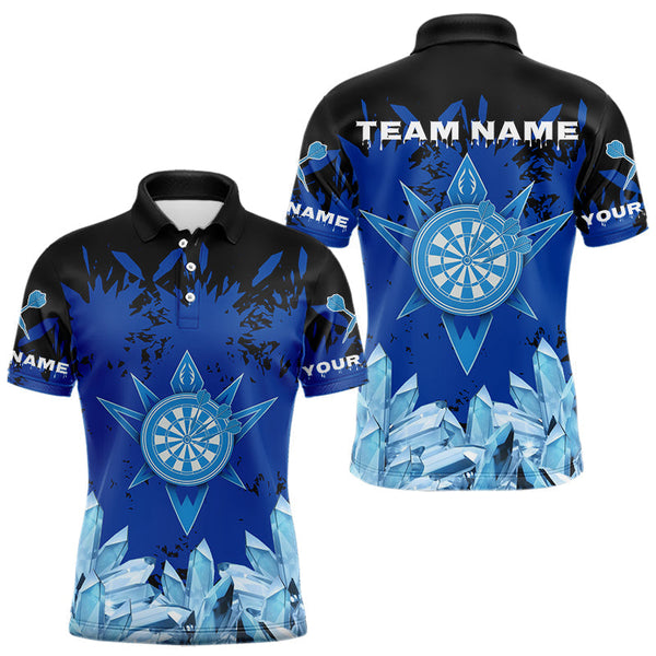 Maxcorners Funny Ice Pattern & Blue Dartboard Darts Team Shirt For Men - Customizable NameMT0306