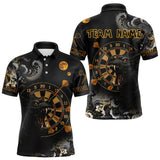 Maxcorners Black Ferocious Wolf & Gold Dartboard Darts Team Shirt For Men - Customizable NameMT0306