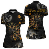 Maxcorners Black Ferocious Wolf & Gold Dartboard Darts Team Shirt For Men - Customizable NameMT0306