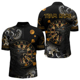 Maxcorners Black Ferocious Wolf & Gold Dartboard Darts Team Shirt For Men - Customizable NameMT0306