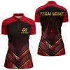 Maxcorners Black & Red Geometric Men's Dart Shirt - Custom Name Shirt For Dart Players MT1006