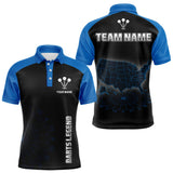 Maxcorners Navy Lightning US Map Dartboard Men's Darts Shirt - Custom Name For Dart Players MT1006