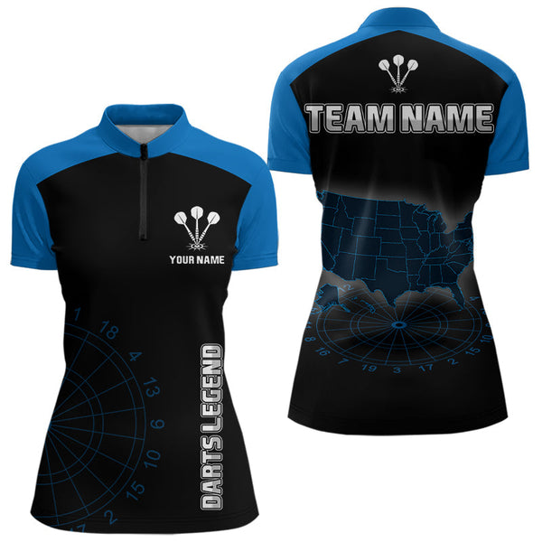 Maxcorners Navy Lightning US Map Dartboard Men's Darts Shirt - Custom Name For Dart Players MT1006