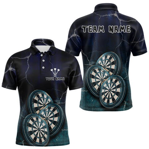 Maxxcorners Triple Dartboards Custom Grunge Darts Team Shirt For Men | Opt1 - Blue Turquoise MT0307