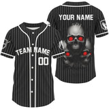 Maxcorners Classic Baseball Jersey For Men Custom Skull Pinstripe Baseball, Gifts For Baseball Fans LM2608