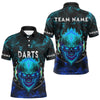 Maxcorners Flame Skull Dartboard Men's Darts Polo Shirt - Custom Name For Players 1 LM1307
