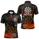 Maxcorners Flaming Dartboard Grunge Custom Red Dart Polo Shirts For Men, Dart Team Jerseys MT2407