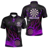 Maxcorners Flaming Dartboard Grunge Custom Purple Dart Polo Shirts For Men, Dart Team Jerseys MT2407