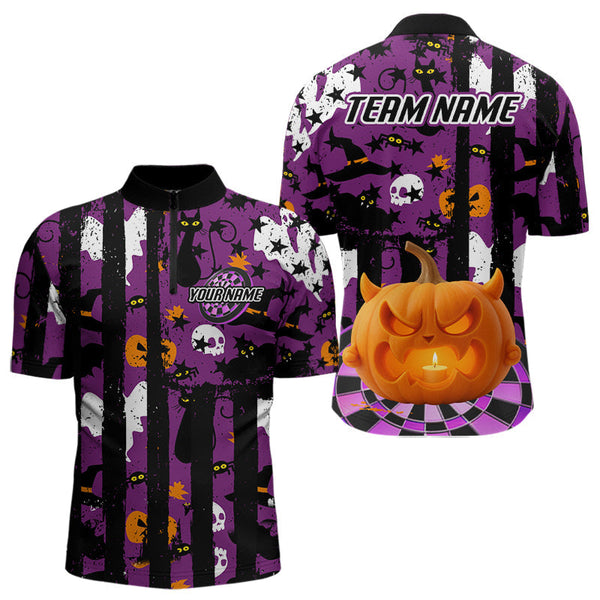Maxcorners Pumpkin & Dartboard Custom Funny Halloween Dart Polo Shirts For Men, Dart Team Jerseys LM2707