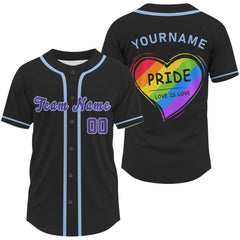 Maxcorners "Pride Love Is Love" Men's Baseball Jersey Custom LGPT Baseball Shirt For LGPTQ+ Fans LM1809