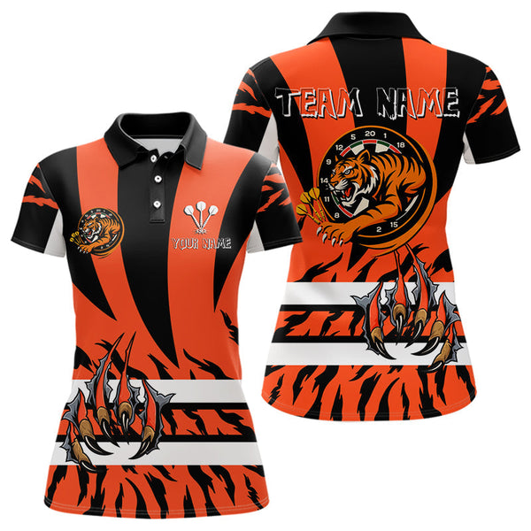 Maxcorners Fierce Tiger & Claws Dartboard Men's Orange Darts Shirt - Custom Name For Players MT1706