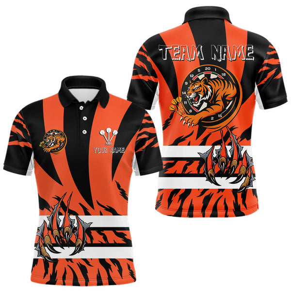 Maxcorners Fierce Tiger & Claws Dartboard Men's Orange Darts Shirt - Custom Name For Players MT1706