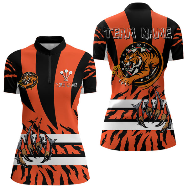 Maxcorners Fierce Tiger & Claws Dartboard Men's Orange Darts Shirt - Custom Name For Players MT1706