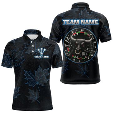 Maxcorners Floral Fury Bull Dartboard - Men's Blue Darts Shirt - Custom Name For Players