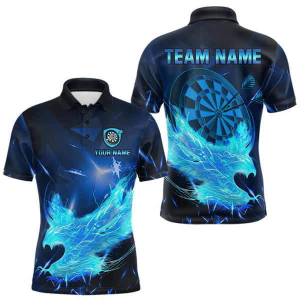 Maxcorners Blue-Lightning Eagle Dartboard Men's Darts Polo Shirt Custom Name For Darts Jersey MT1007