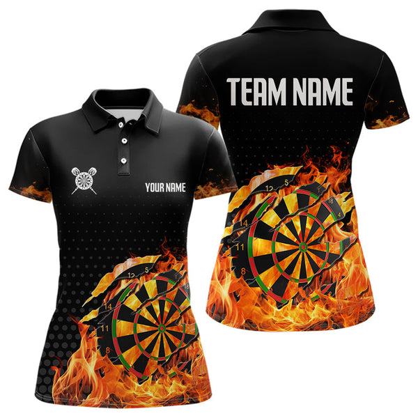 Maxcorners Men's Custom Darts Shirt With Cracked Flame Dartboard And Halftone Pattern