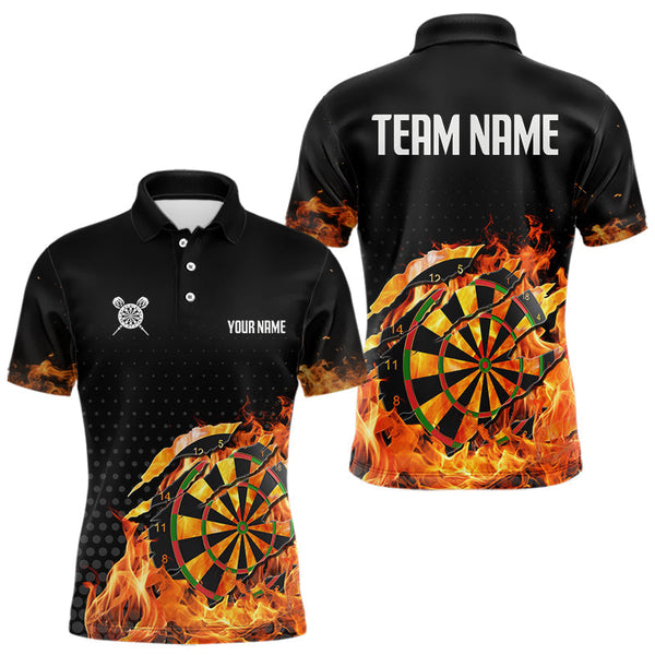 Maxcorners Men's Custom Darts Shirt With Cracked Flame Dartboard And Halftone Pattern