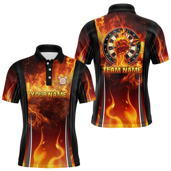 Maxcorners Flaming Hand Holding Dart Arrow Men's Darts Shirt - Custom Name For Darts Jersey MT2306